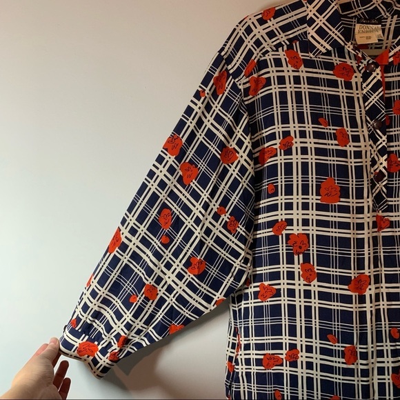 Women’s vintage Donna Enrica plaid floral printed silk t shirt dress size - Picture 5 of 8